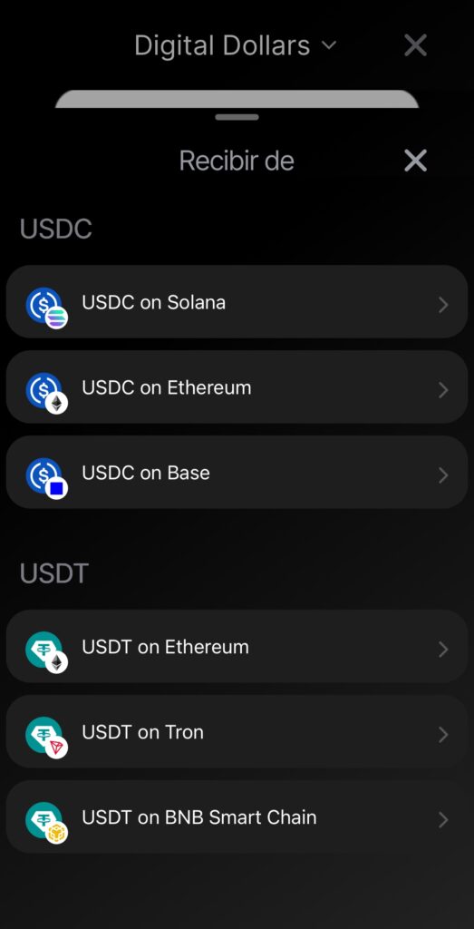 Interfaz de la app Wallet of Satoshi.