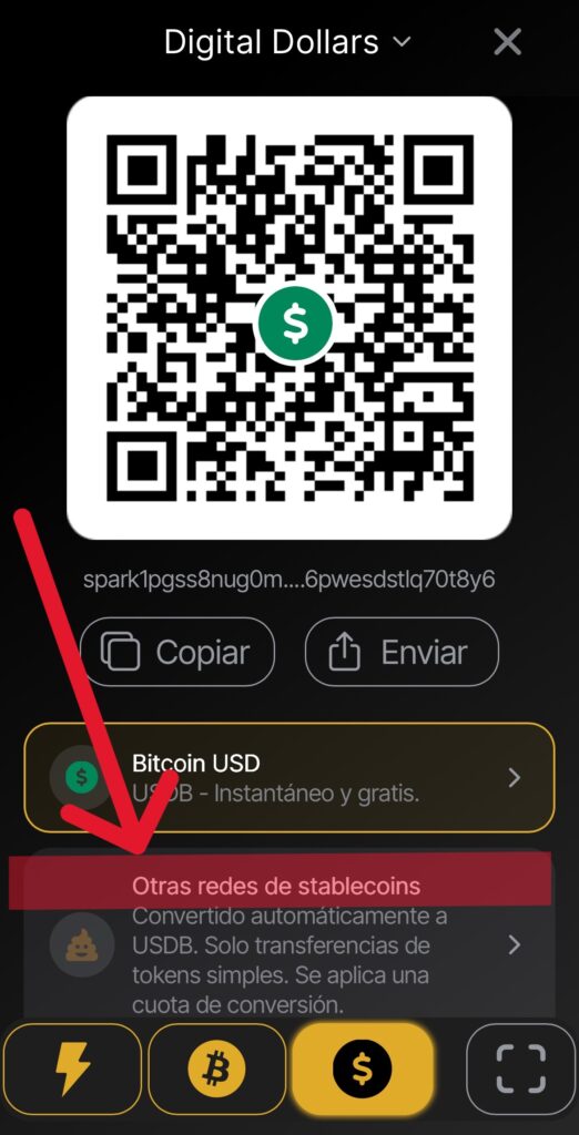 Interfaz de la app Wallet of Satoshi.