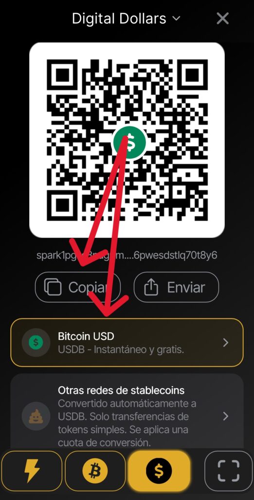 Interfaz de la app Wallet of Satoshi.