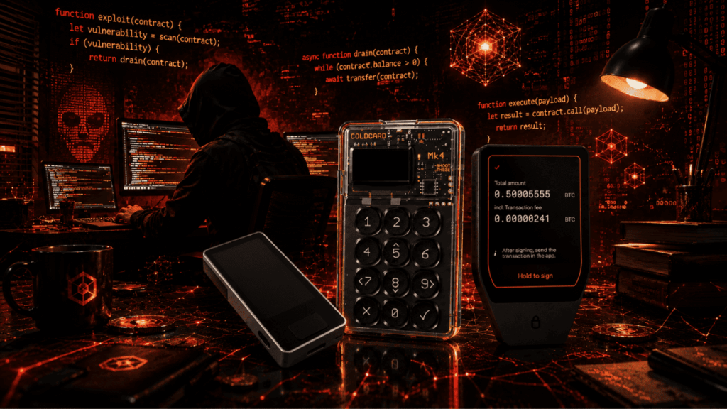 un hacker operando para vulnerar wallets de Bitcoin.