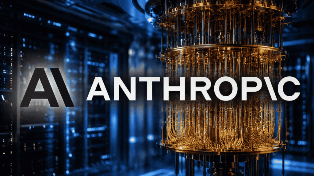 Logo de Anthropic e imagen que simboliza la computación cuántica.