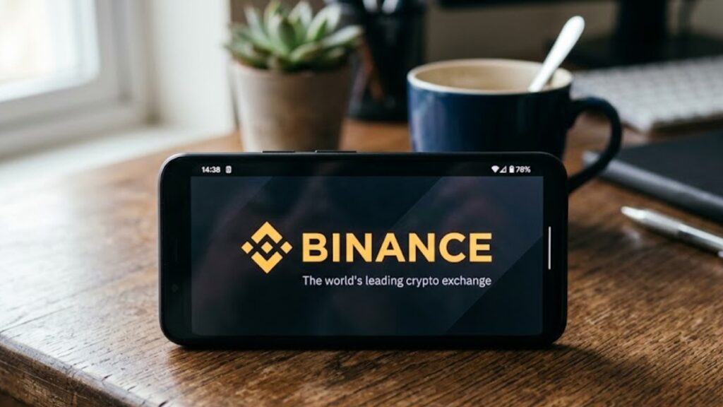 Teléfono inteligente que en su pantalla muestra el logo de Binance.