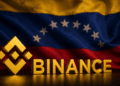 Loho de Binance y bandera de Venezuela.