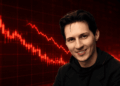 Foto de Pável Durov y gráfico de precio rojo cayendo.