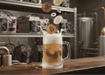 Una jarra de cerveza u unos BTC cayendo adentro.