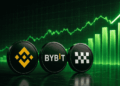 Logo de los principales exchanges, gráficos en verde.