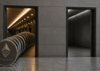 Dos puertas. En una, hay monedas de ETH entrando. La otra está vacía.