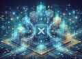 Fondo de inversión tokenizado representado como un nodo digital iluminado sobre la red de XRP Ledger.