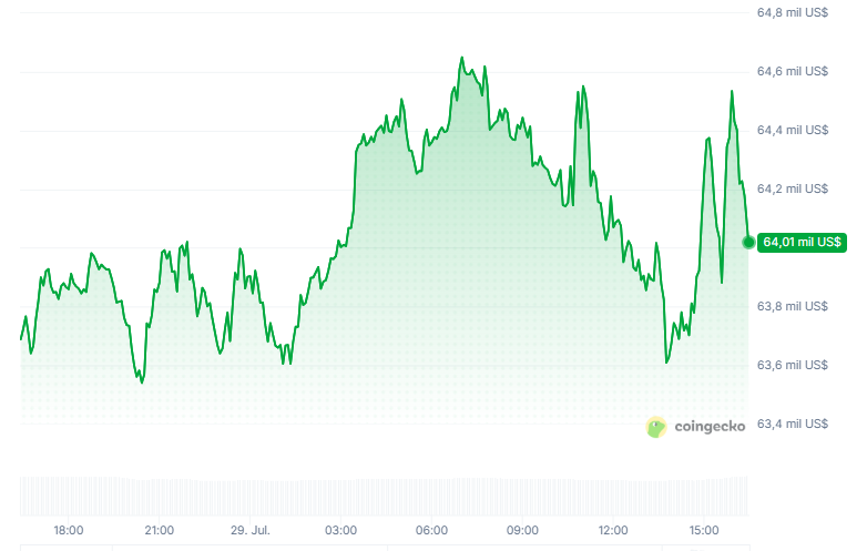 Gráfico del precio de bitcoin en las últimas 24 horas.