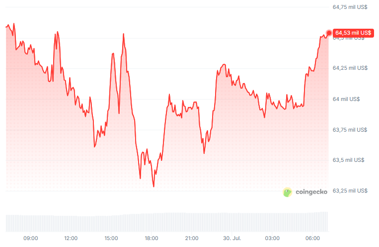 Gráfico del precio de bitcoin en las últimas 24 horas.