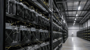 Imagen genérica de granja de minería de criptomonedas.