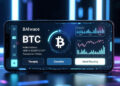 Un dispositivo movil y una wallet de Bitcoin.