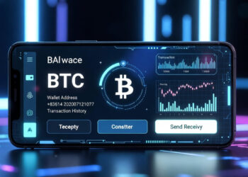 Un dispositivo movil y una wallet de Bitcoin.