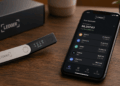 Dispositivo Ledger y teléfono con la app de Ledger abierta.