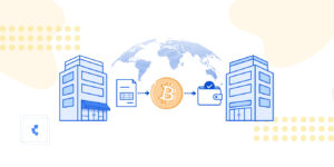Un comercio o empresa realizando pagos para otro comercio o empresa con BTC.