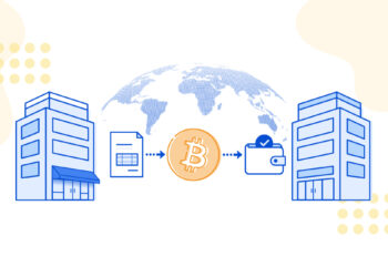 Un comercio o empresa realizando pagos para otro comercio o empresa con BTC.