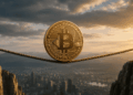 Bitcoin haciendo equilibrio en una cuerda.