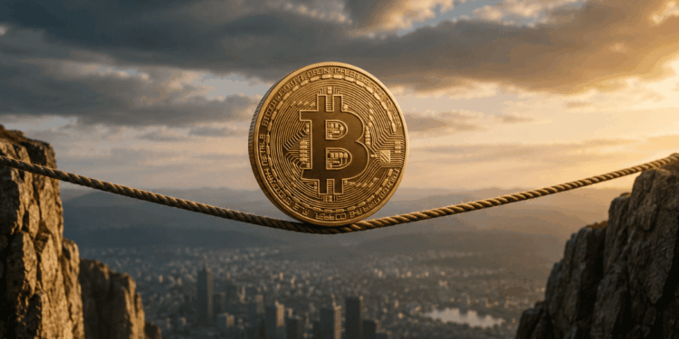 Bitcoin haciendo equilibrio en una cuerda.