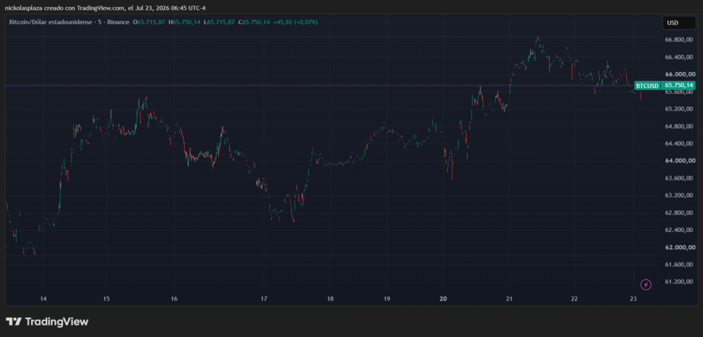 Gráfico del precio de bitcoin.