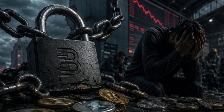 Hombre desesperado tras cierre de BitMart y su posible impacto en el sector de los exchanges.