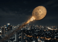 Moneda de bitcoin subiendo como un cohete que se va quedando sin combustible.