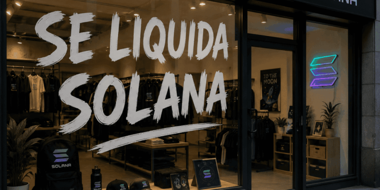 Una tienda que tiene en su vidrio escrito "Se liquida solana".