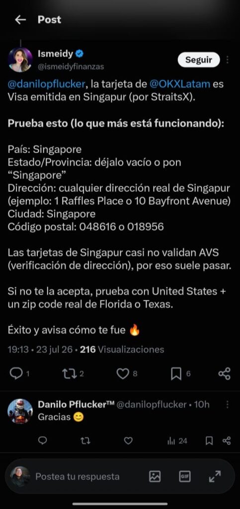 Captura de pantalla de usuario de X.