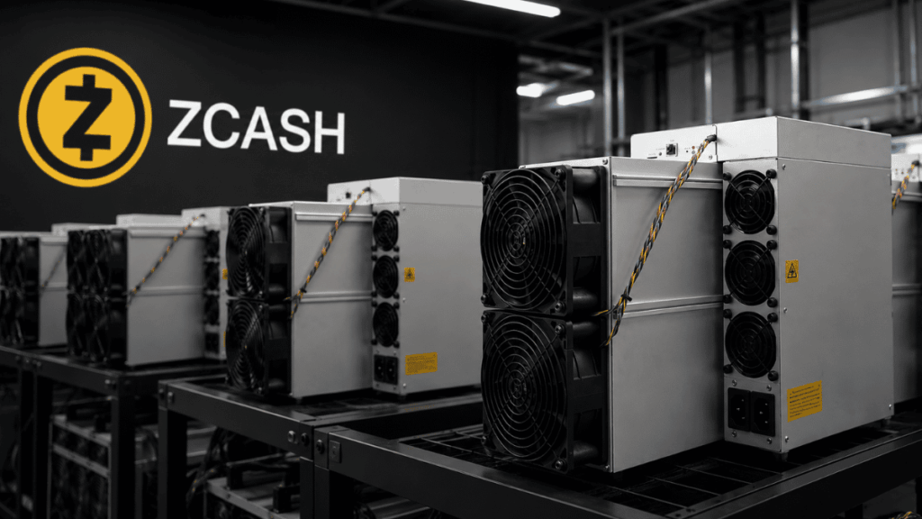 Mineros Antminer Z15 Pro y el logo de Zcash.