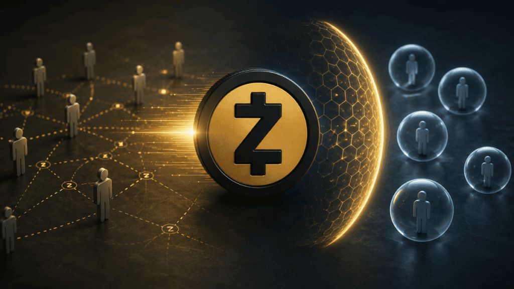 Logo de zcash e imagen conceptual sobre privacidad.