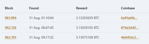 3 bloques minados de esta nueva red.