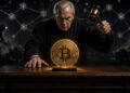 Un juez dando una sentencia sobre Bitcoin.