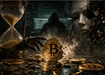 Una moneda de Bitcoin atacada por un hacker.
