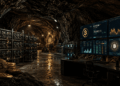 Una cueva con equipos para la minería de Bitcoin.