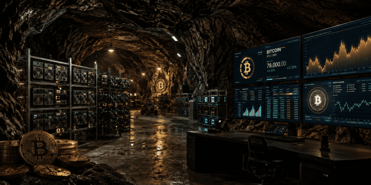 Una cueva con equipos para la minería de Bitcoin.