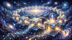 Bloques de la red Bitcoin procesando transacciones.
