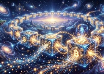 Bloques de la red Bitcoin procesando transacciones.