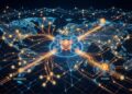 Una red de intercambio de bitcoin con aspecto futurista