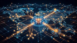 Una red de intercambio de bitcoin con aspecto futurista