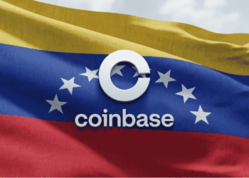 Bandera de Venezuela. Logo de Coinbase.