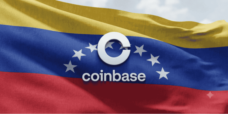Bandera de Venezuela. Logo de Coinbase.