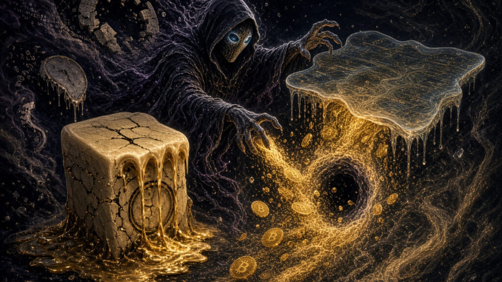 Un hacker drenando monedas de bitcoin de wallets de usuarios.