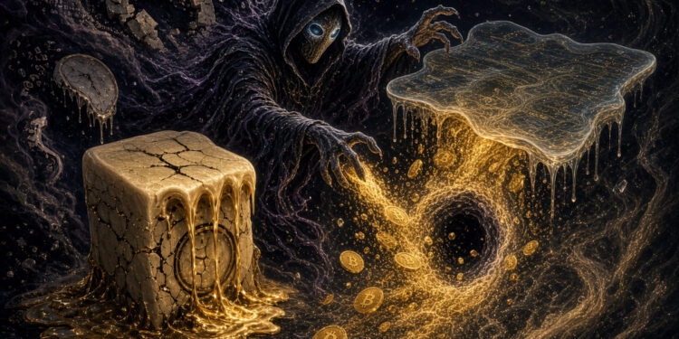 Un hacker drenando monedas de bitcoin de wallets de usuarios.