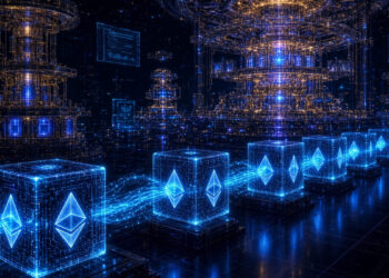La red de criptomonedas Ethereum procesando bloques.