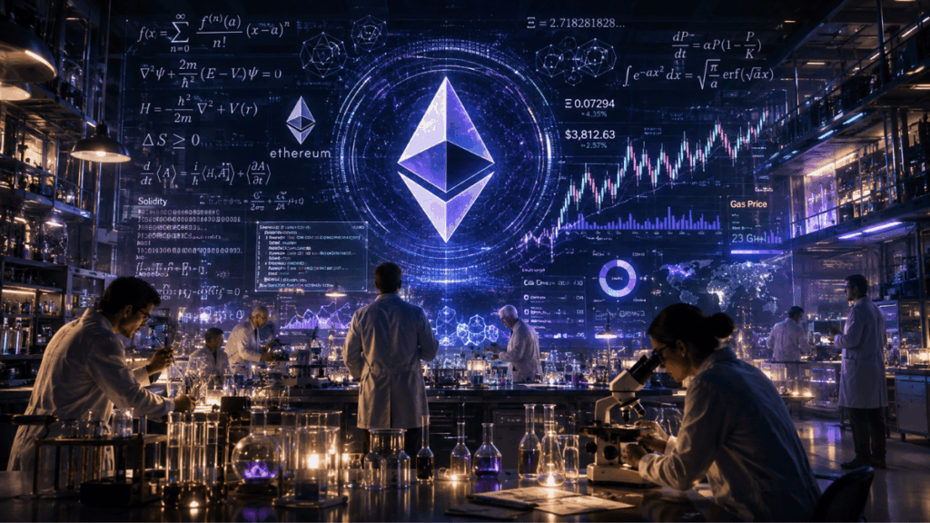 Un laboratorio con científicos trabajando en la red de criptomonedas Ethereum.