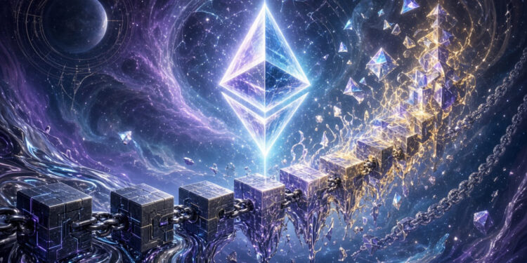 La red de criptomonedas Ethereum procesando bloques.
