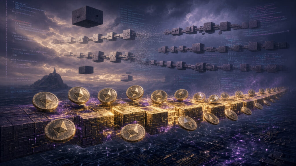 La red Ethereum procesando bloques.