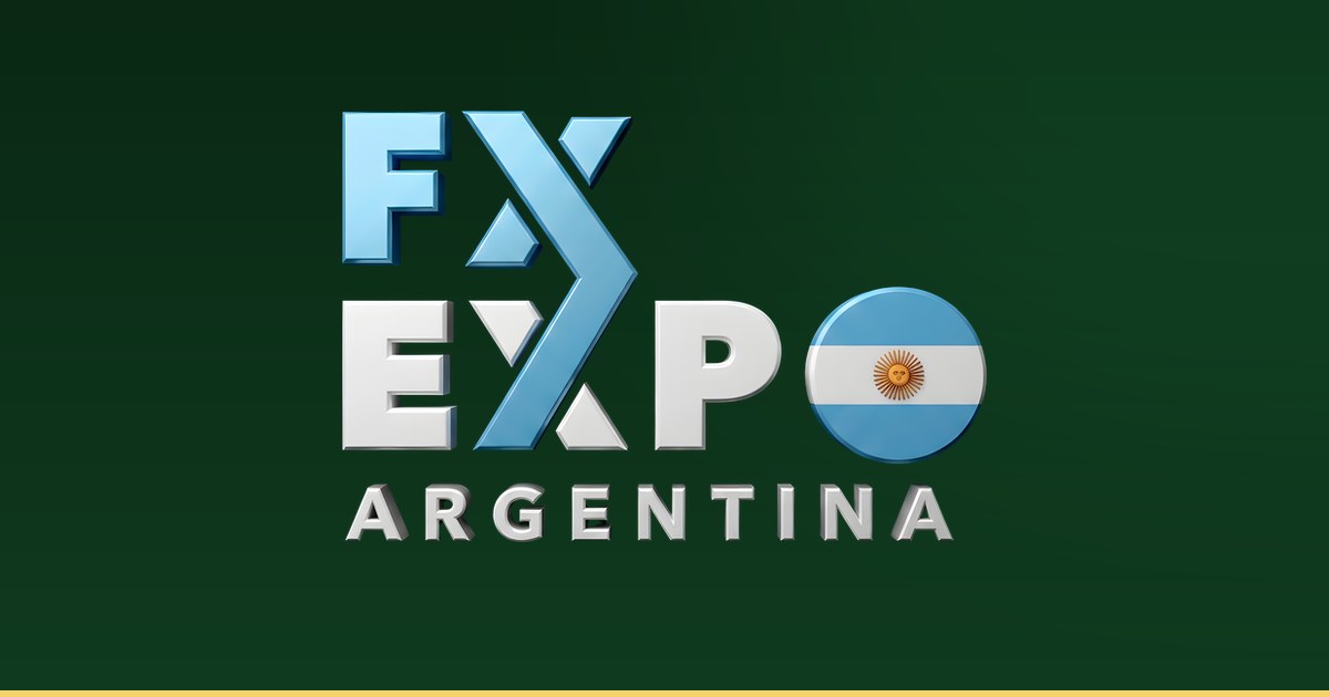Logo 3D de FX Expo Argentina con bandera argentina.