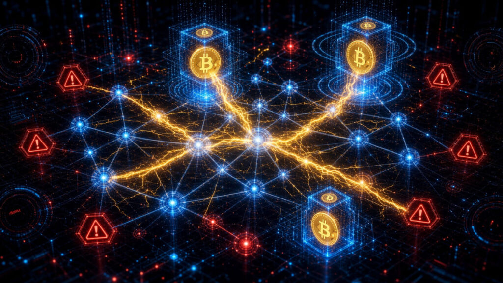 Nodos de la red Lightning Network de Bitcoin con fallos.
