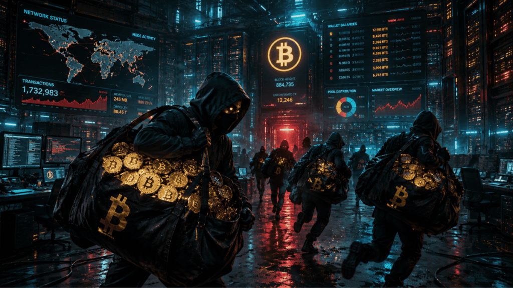 Hackers moviendo monedas de bitcoin robadas.