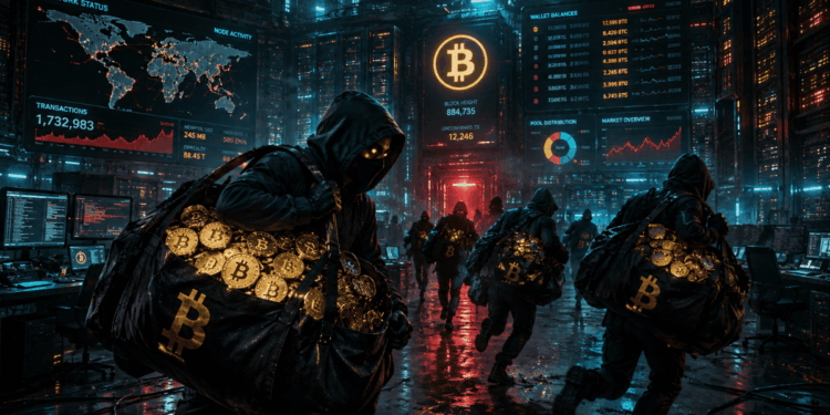 Hackers moviendo monedas de bitcoin robadas.